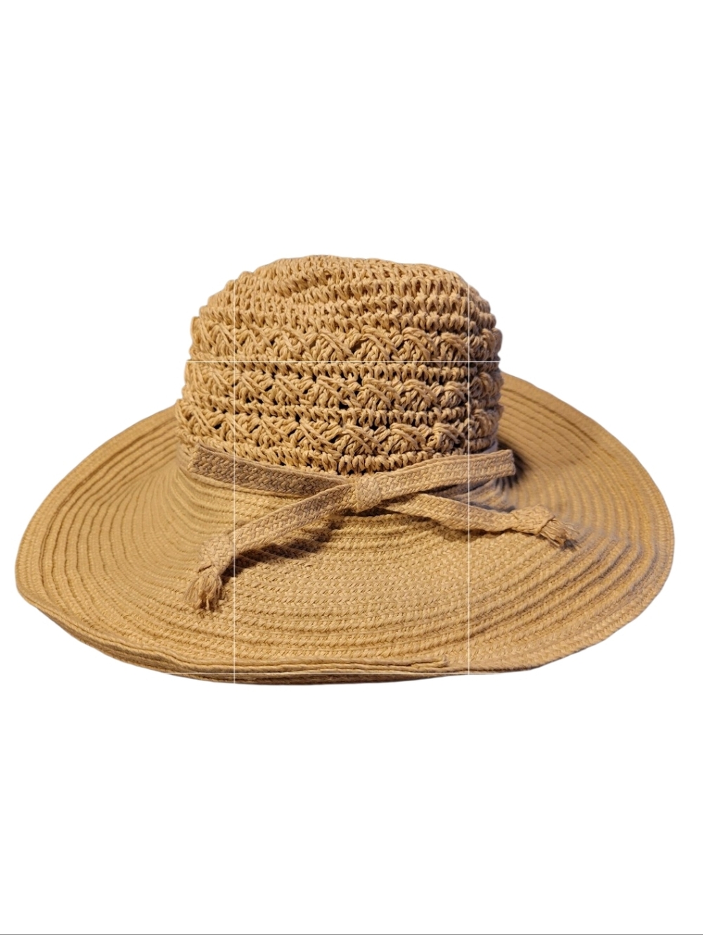 Boho Crochet & Woven Wide Brim Straw Sun Hat - Foldable, Packable & Breathable